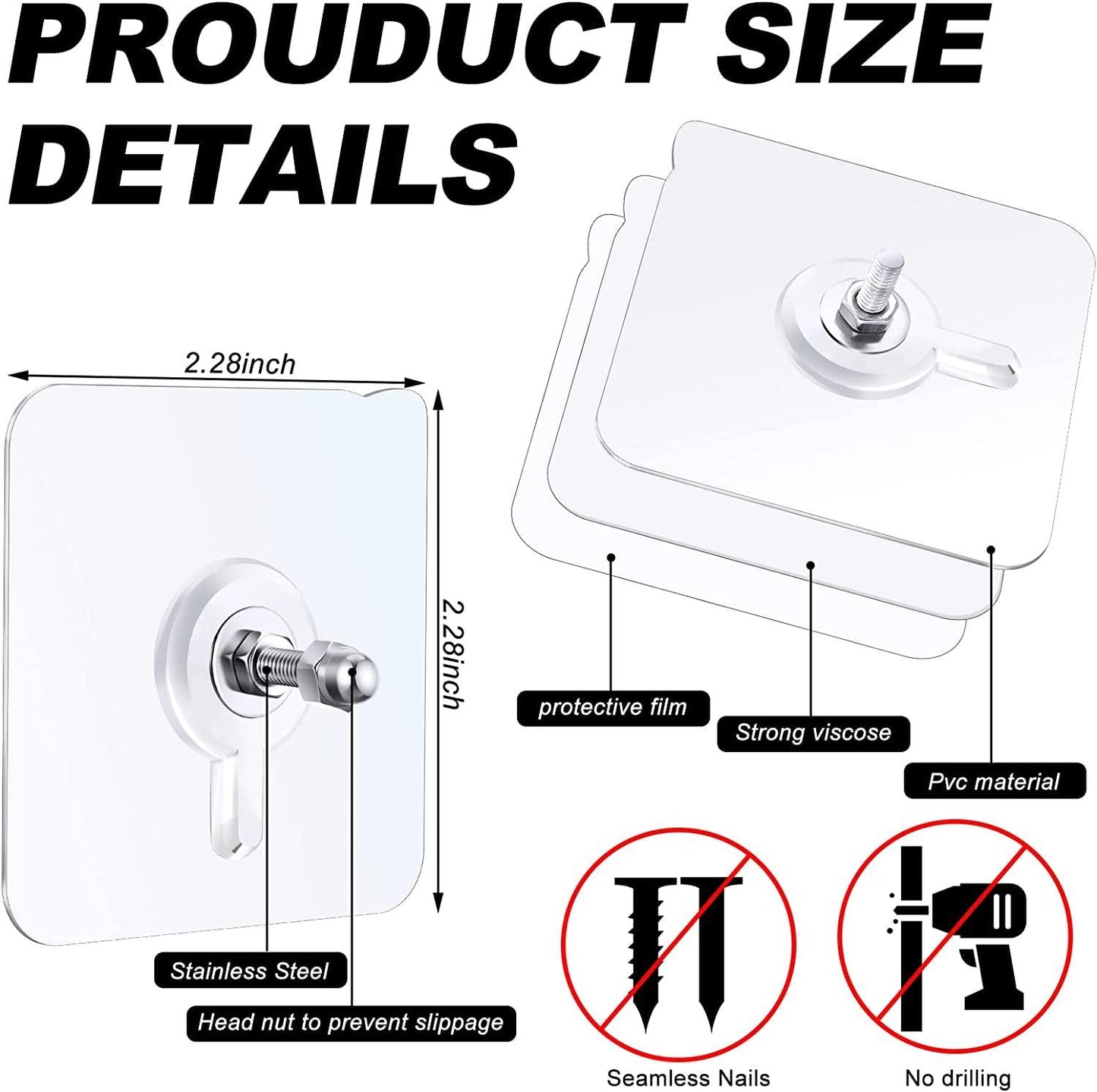 Hooks for Kitchen Bathroom Bedroom Living Room 12 Pcs