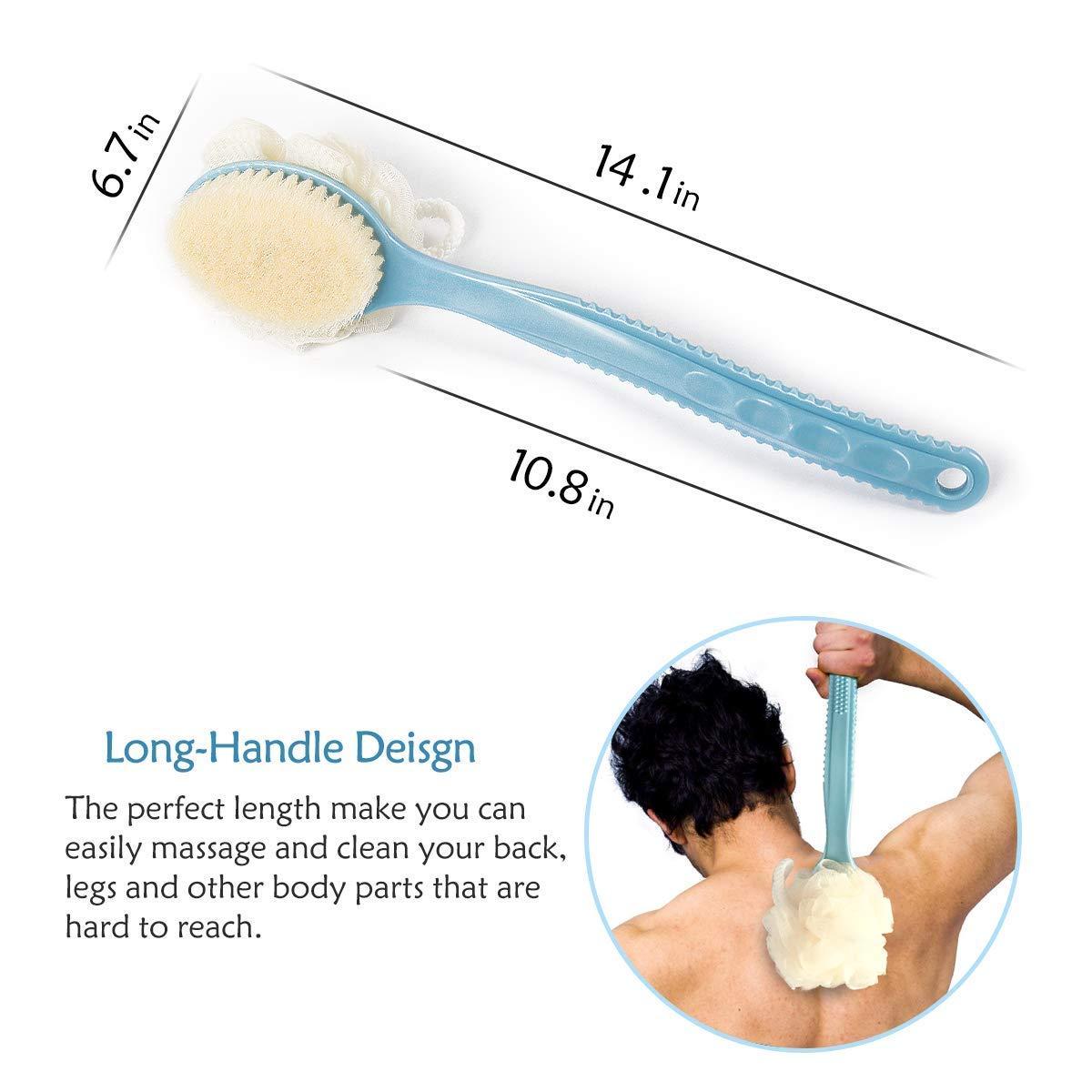 2 IN 1 loofah with handle, Bath Brush