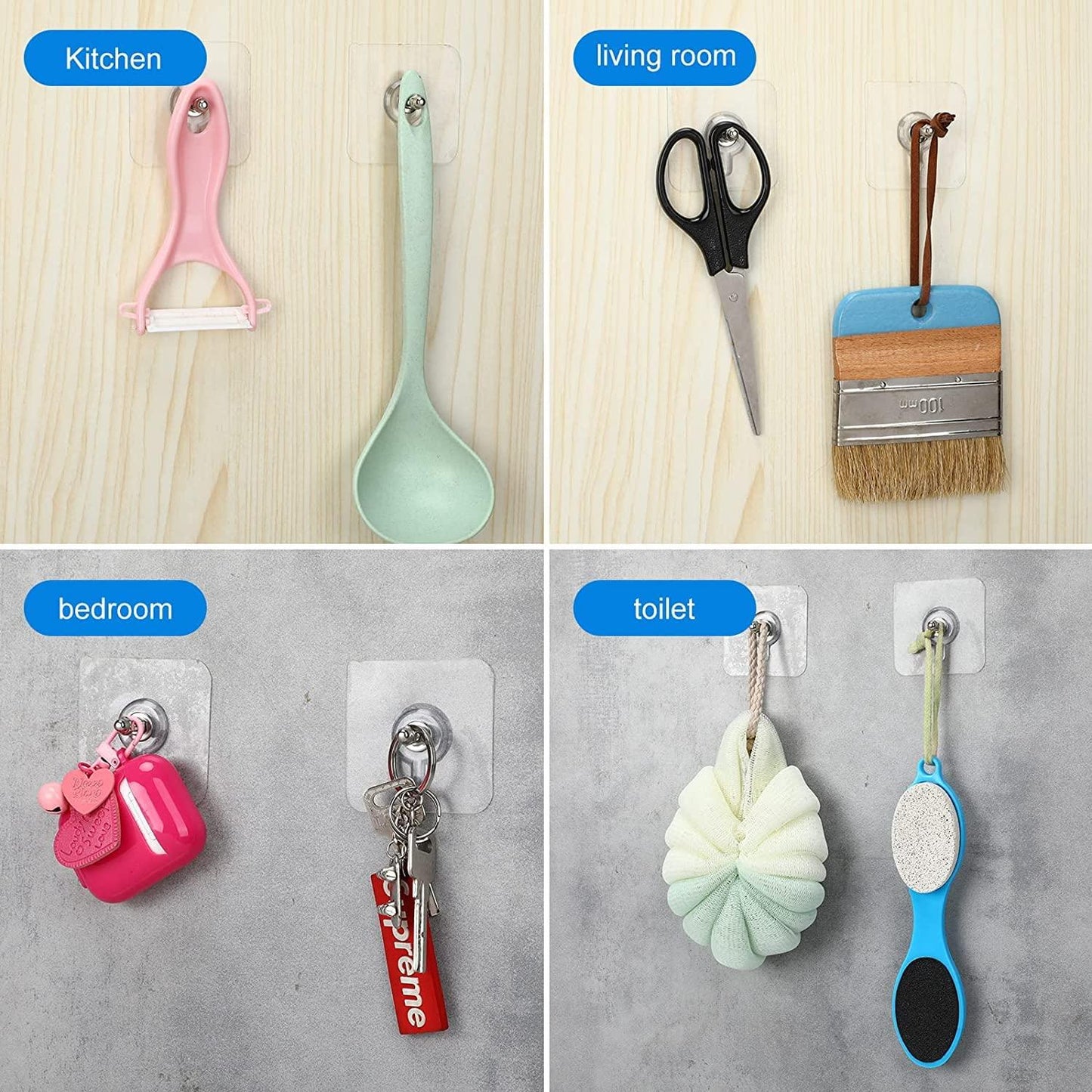 Hooks for Kitchen Bathroom Bedroom Living Room 12 Pcs