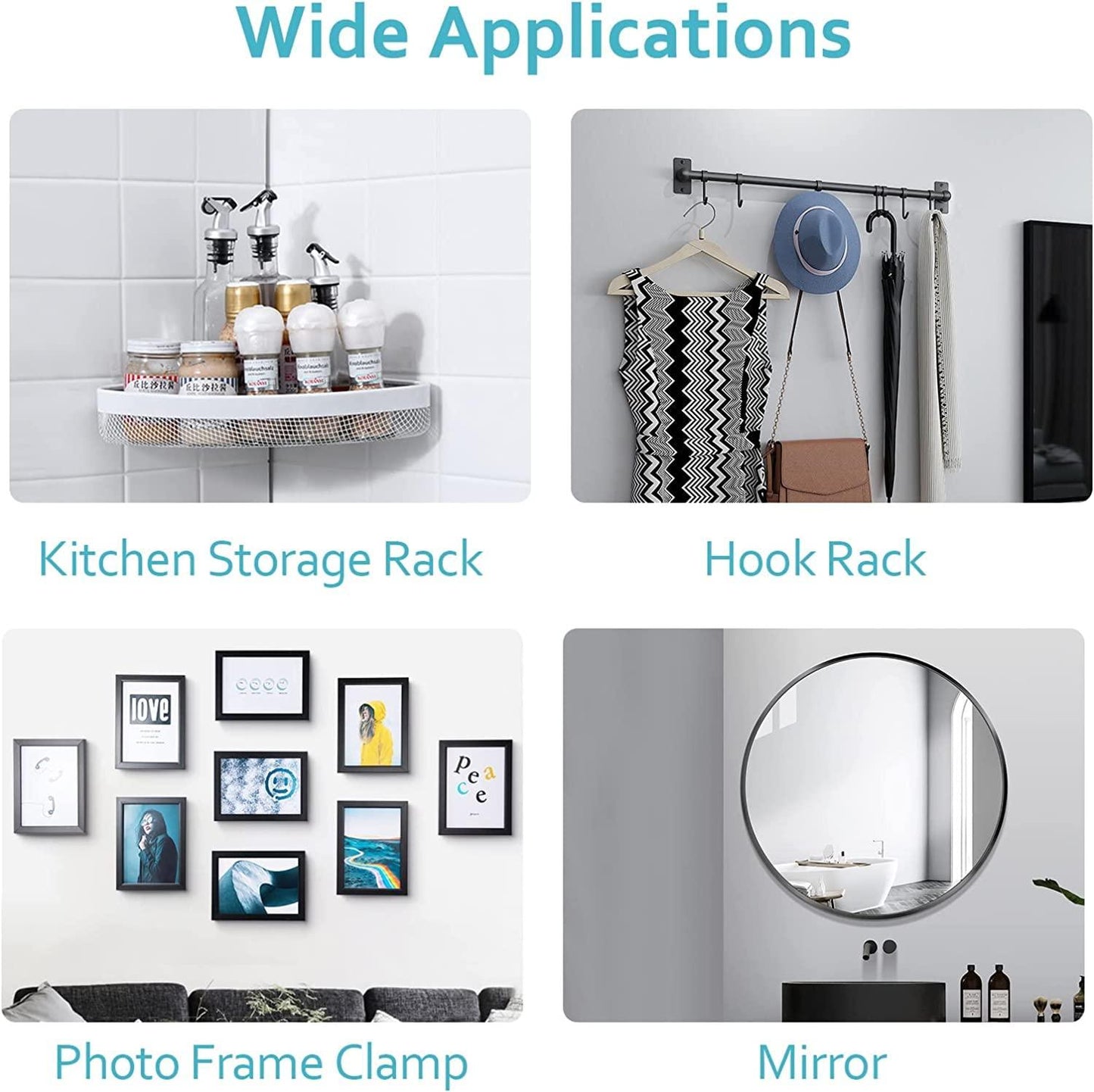 Hooks for Kitchen Bathroom Bedroom Living Room 12 Pcs