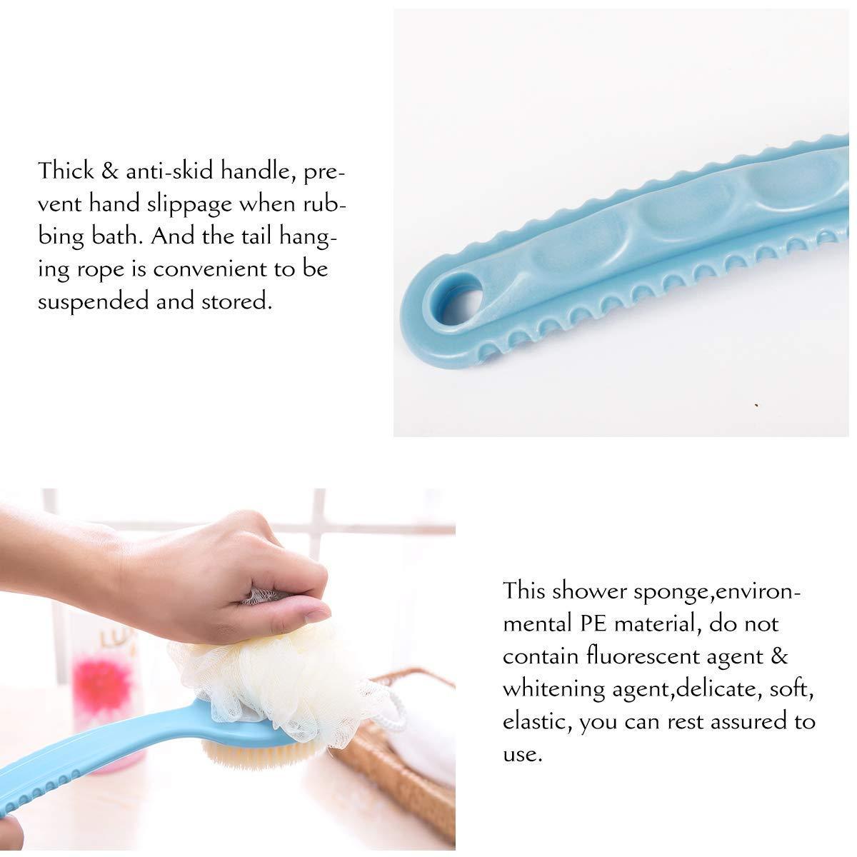 2 IN 1 loofah with handle, Bath Brush