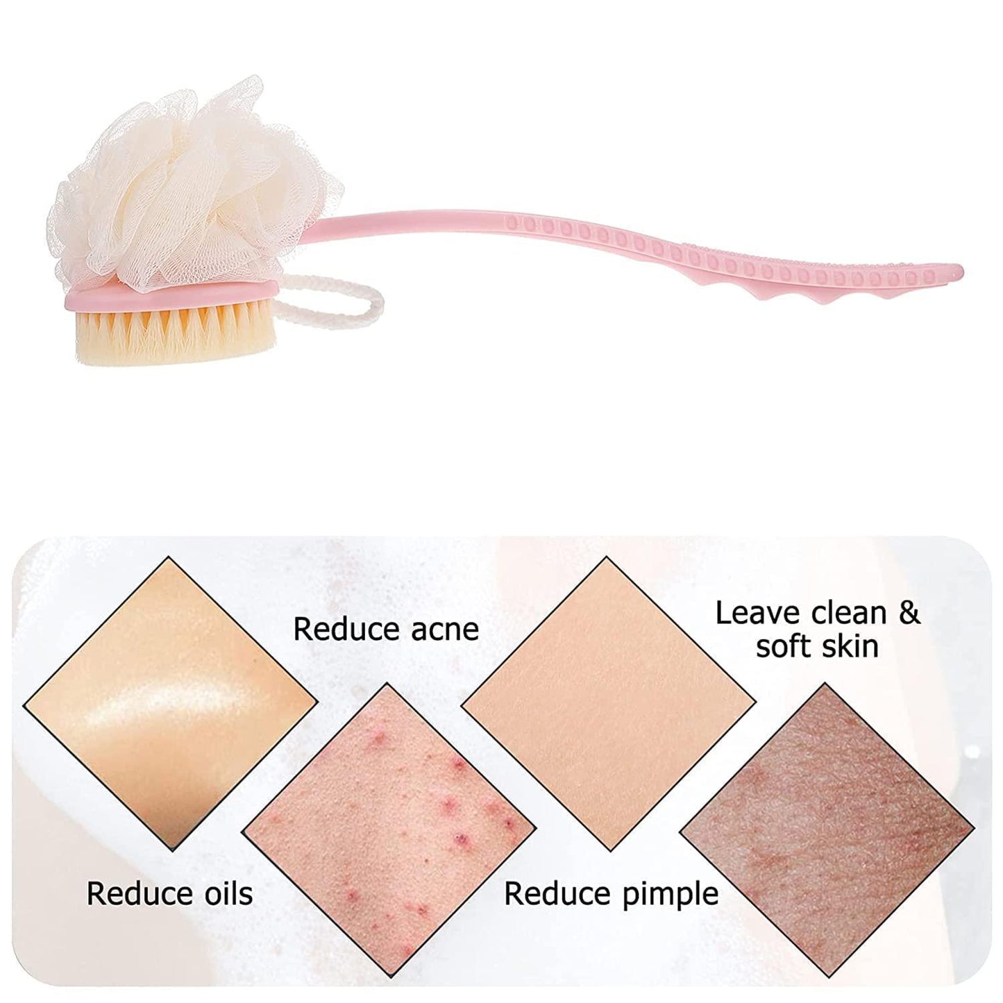 2 IN 1 loofah with handle, Bath Brush