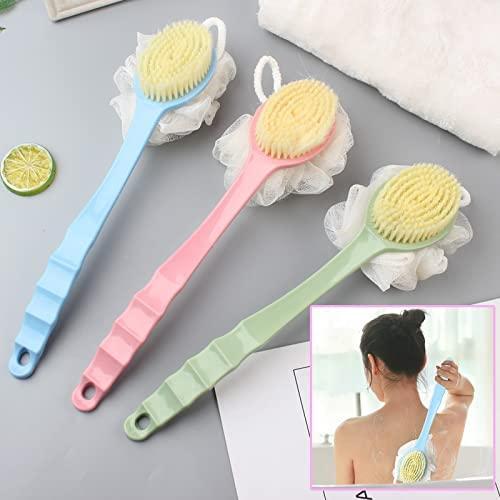 2 IN 1 loofah with handle, Bath Brush