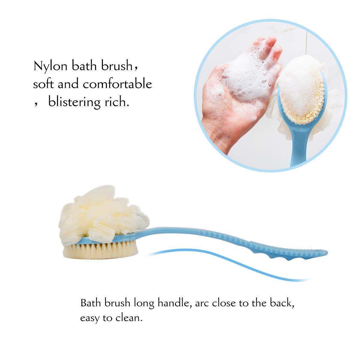 2 IN 1 loofah with handle, Bath Brush