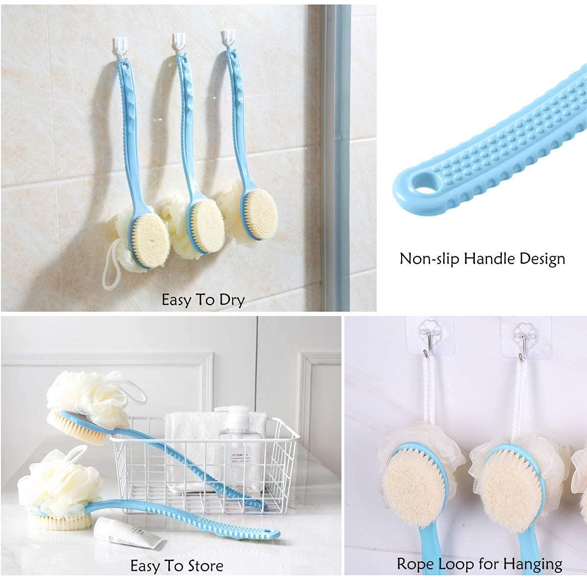 2 IN 1 loofah with handle, Bath Brush